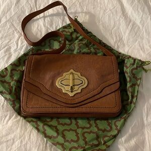 Cognac Brown Leather Shoulder Bag